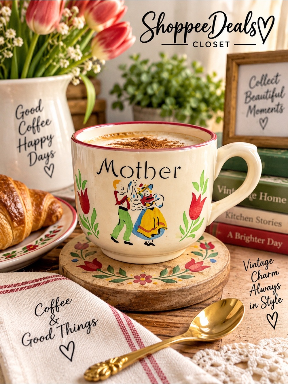 Vintage Western Germany “Mother” Folk Dancing Ceramic Mug